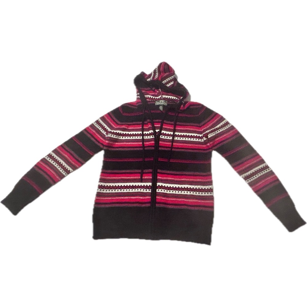 Lauren Active Ralph Lauren Hoodie Women Small Pink Black Striped Wool Blend Zip